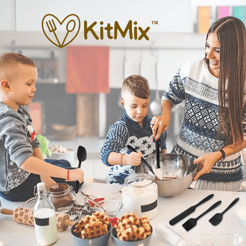 KitMix™ - Conjunto de Espátulas de Silicone Antiaderente - ame&loja